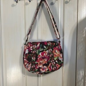 Vera Bradley Floral Shoulder Bag - Black and Pink